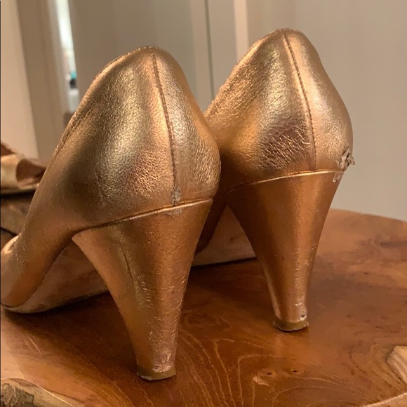 MARC JACOBS ROSE GOLD LAME  PEEP TOE HEELS SZ39 - Picture 4 of 8